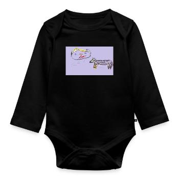 The square was empty, yet the dog refused to leave - Organic Longsleeve Baby Bodysuit - black - Front