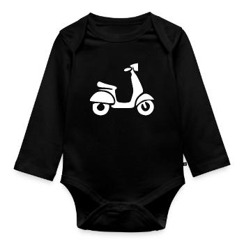 Scooter White Bike Biker Gift - Organic Longsleeve Baby Bodysuit - black - Front