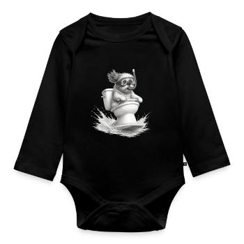 Funny Snorkeling Dog - Organic Longsleeve Baby Bodysuit - black - Front