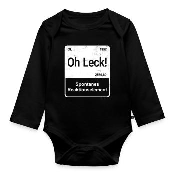 Oh Leck - Saarländisch für Profis - Element-Kachel - Baby Bio-Langarm-Body - Schwarz - Vorne