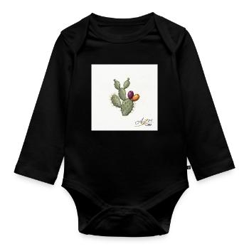 Illustration de cactus avec des fruits colorés - Body Bébé bio manches longues - noir - Devant