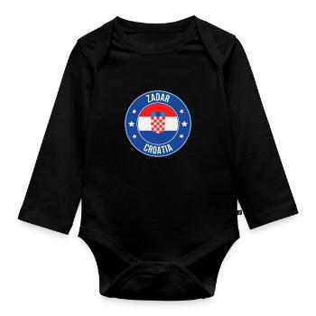 Zadar Croatia Crest Circle - Organic Longsleeve Baby Bodysuit - black - Front