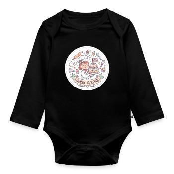 Hobby-Bäckerin Kuchenzauber - Baby Bio-Langarm-Body - Schwarz - Vorne