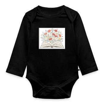Books - Organic Longsleeve Baby Bodysuit - black - Front