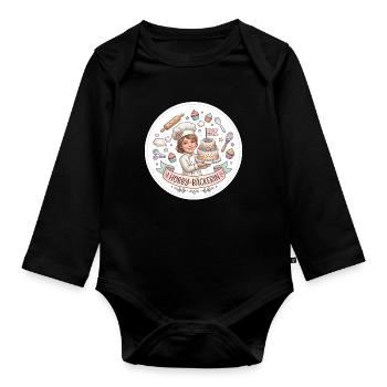 Hobbybäckerin mit Kuchenzauber - Baby Bio-Langarm-Body - Schwarz - Vorne