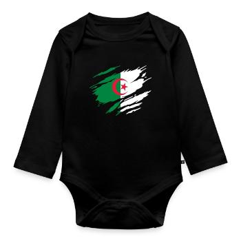 Algérien Drapeau de l'Algérie - Body Bébé bio manches longues - noir - Devant