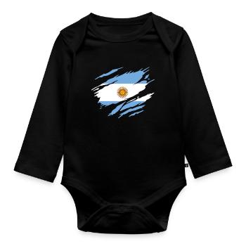 Argentina Argentine Flag Argentina - Organic Longsleeve Baby Bodysuit - black - Front