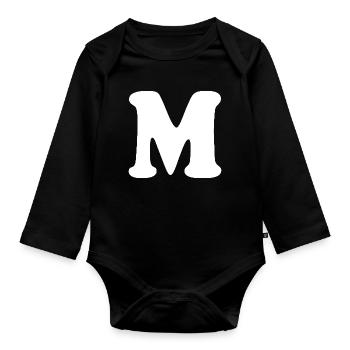 Large M Style Print | Letter M | M Logo - Organic Longsleeve Baby Bodysuit - black - Front