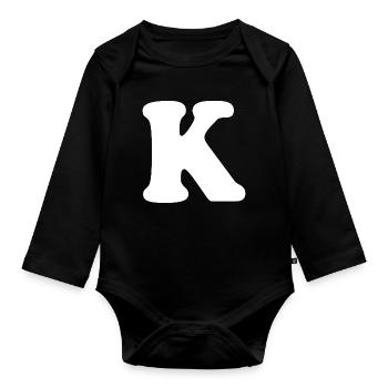 Large K Style Print | Letter K | K Logo - Organic Longsleeve Baby Bodysuit - black - Front
