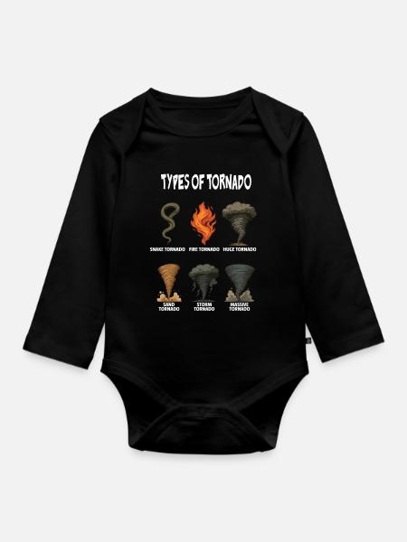 Arten von Tornados Wetter, Tornado-Verfolgung Vintage - Baby Bio-Langarm-Body - Schwarz