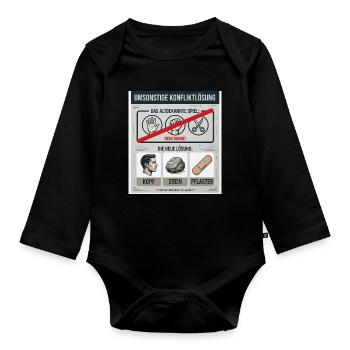 Kopf Stein Pflaster Konfliktlösung - Baby Bio-Langarm-Body - Schwarz - Vorne