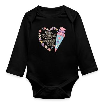 Enkelkind Einschulung 2026 - Baby Bio-Langarm-Body - Schwarz - Vorne