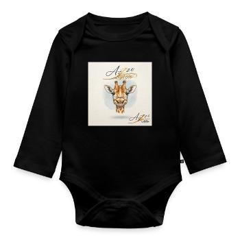 Girafe joyeuse dans le style aquarelle – Azzo - Body Bébé bio manches longues - noir - Devant