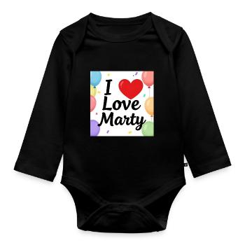 I love Marty Balloons - Organic Longsleeve Baby Bodysuit - black - Front