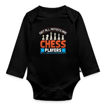 Échiquier des joueurs d’échecs - Body Bébé bio manches longues - noir - Devant