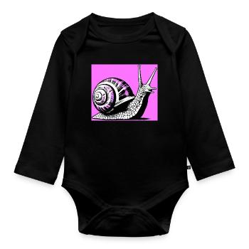 Snail - Organic Longsleeve Baby Bodysuit - black - Front