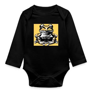 frog - Organic Longsleeve Baby Bodysuit - black - Front