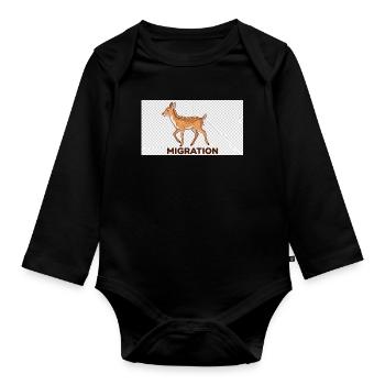 Illustration des cerfs migrateurs - Body Bébé bio manches longues - noir - Devant