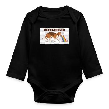 Beagle mit Regenbogenstrahl - Baby Bio-Langarm-Body - Schwarz - Vorne