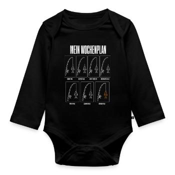 Mein Wochenplan Lustiges Angler Motiv Angeln mit - Baby Bio-Langarm-Body - Schwarz - Vorne