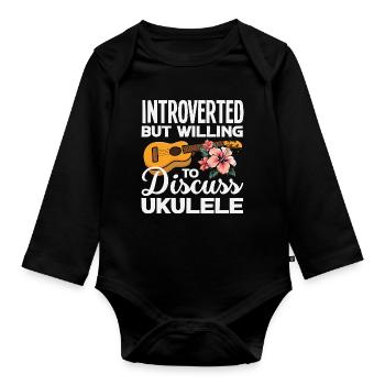 Funny Ukulele Designs and Sayings - Organic Longsleeve Baby Bodysuit - black - Front