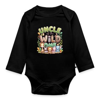 Uncle of the Wild Pack - Wildlife - Organic Longsleeve Baby Bodysuit - black - Front