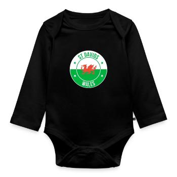 Emblème du Dragon gallois de St Davids - Body Bébé bio manches longues - noir - Devant