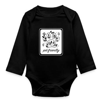 Pet friendly floral paw - Organic Longsleeve Baby Bodysuit - black - Front