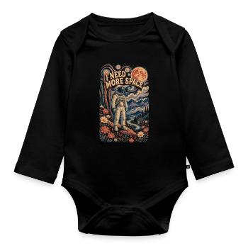 I Need More Space - Organic Longsleeve Baby Bodysuit - black - Front