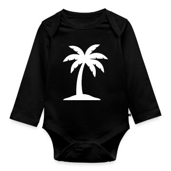 Cadeau de voyage en mer pour vacances d’été à la plage à Palm Tree - Body Bébé bio manches longues - noir - Devant