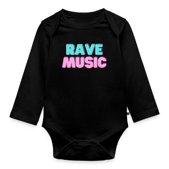 Rave Music Neon 3D - Organic Longsleeve Baby Bodysuit - black - Front