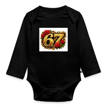 Golden67 Rose Frame - Organic Longsleeve Baby Bodysuit - black - Front