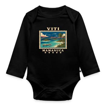 Fiji Mamanuca Vintage Travel Brand - Organic Longsleeve Baby Bodysuit - black - Front