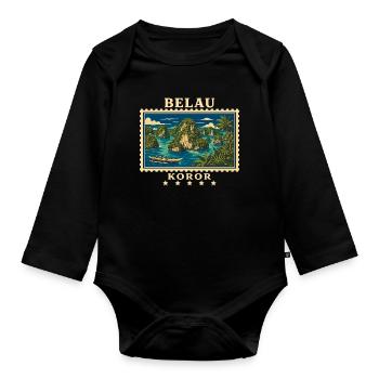 Palau Koror Vintage Travel Brand - Organic Longsleeve Baby Bodysuit - black - Front
