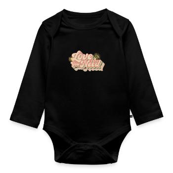 Love You Need Vintage Rainbow - Organic Longsleeve Baby Bodysuit - black - Front