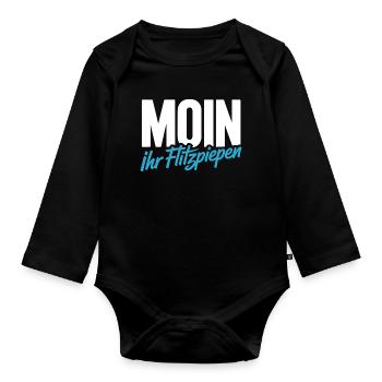 Moin Ihr Flitzpiepen Norddeutsch Hamburg Büro Moin - Baby Bio-Langarm-Body - Schwarz - Vorne