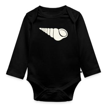 Coastal spiral shell sketch - Organic Longsleeve Baby Bodysuit - black - Front