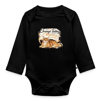 Orange Tabby Mom Cat Illustration - Organic Longsleeve Baby Bodysuit - black - Front