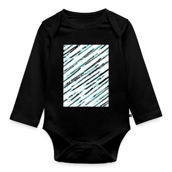 Diagonale Türkis Textur - Baby Bio-Langarm-Body - Schwarz - Vorne