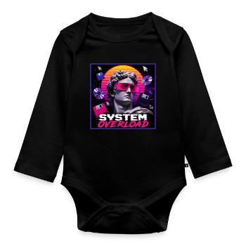 Vaporwave Synthwave Retro System Overload Art - Organic Longsleeve Baby Bodysuit - black - Front