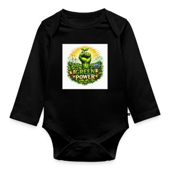 énergie verte - Body Bébé bio manches longues - noir - Devant