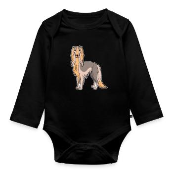 Afghan Hound (comic) - Organic Longsleeve Baby Bodysuit - black - Front