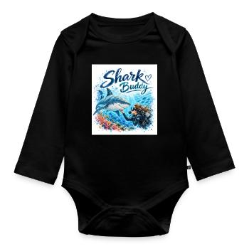 Compagnon Requin Ami Sous-marin - Body Bébé bio manches longues - noir - Devant