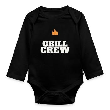 Grill Crew BBQ Grilling Grill Master Team Father's Day - Organic Longsleeve Baby Bodysuit - black - Front