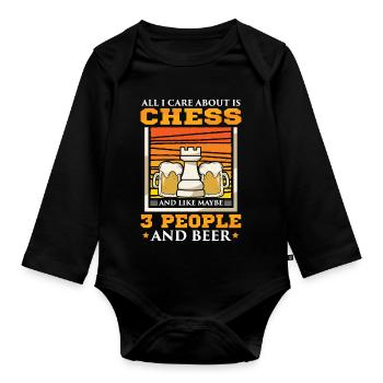 Schach Schachspieler Schachbrett - Baby Bio-Langarm-Body - Schwarz - Vorne