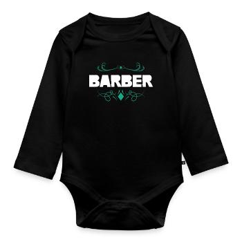 Barber Ornament Design - Organic Longsleeve Baby Bodysuit - black - Front