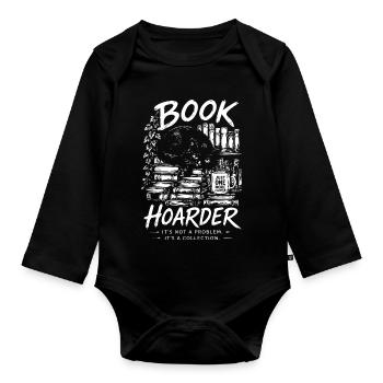 Book Hoarder: It's a Collection Cat Artwork - Organic Longsleeve Baby Bodysuit - black - Front