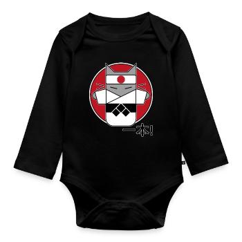 Judo Katze - Ippon - Baby Bio-Langarm-Body - Schwarz - Vorne