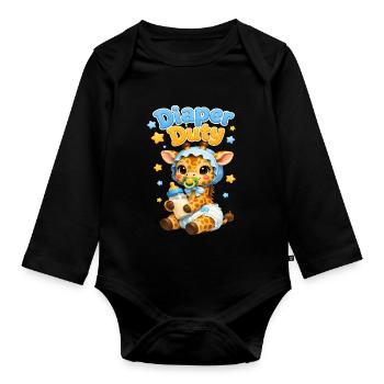 Diaper Duty Giraffe Baby - Organic Longsleeve Baby Bodysuit - black - Front