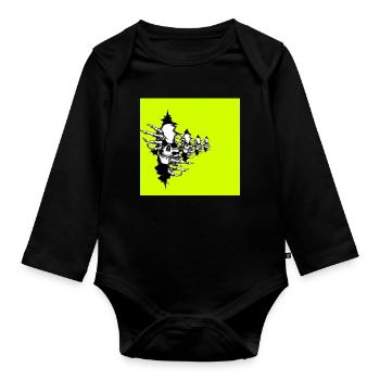 Neon Yellow Skeleton Necklace - Organic Longsleeve Baby Bodysuit - black - Front
